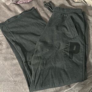 PINK grey drawstring wide leg sweatpants size small